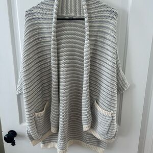 Madewell Striped Gray and Cream Poncho